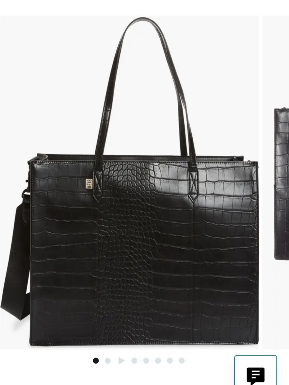 NWT‎ Beis Black Croc-Embossed Tote Bag